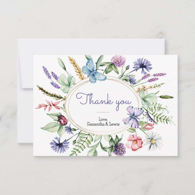 Carte De Remerciements Baby shower fleur sauvage (Devant)