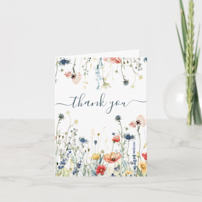 Carte De Remerciements Baby shower Fleur sauvage animé (Devant)