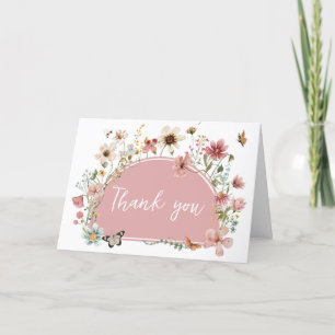 Carte De Remerciements Baby shower Fleur sauvage bébé en fleurs