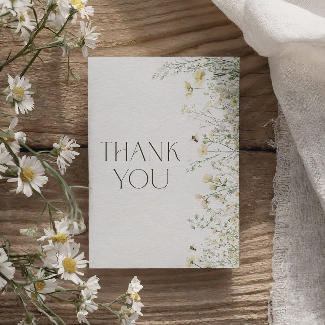 Carte De Remerciements Baby shower fleur sauvage Bee (Créateur téléchargé)