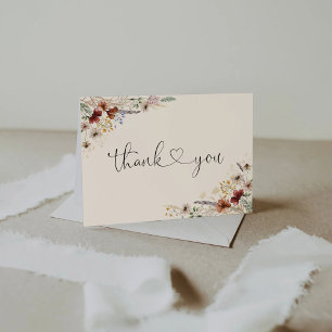 Carte De Remerciements Baby shower Fleur sauvage Boho Tiny