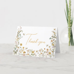 Carte De Remerciements Baby shower Fleur sauvage de maman à Bee