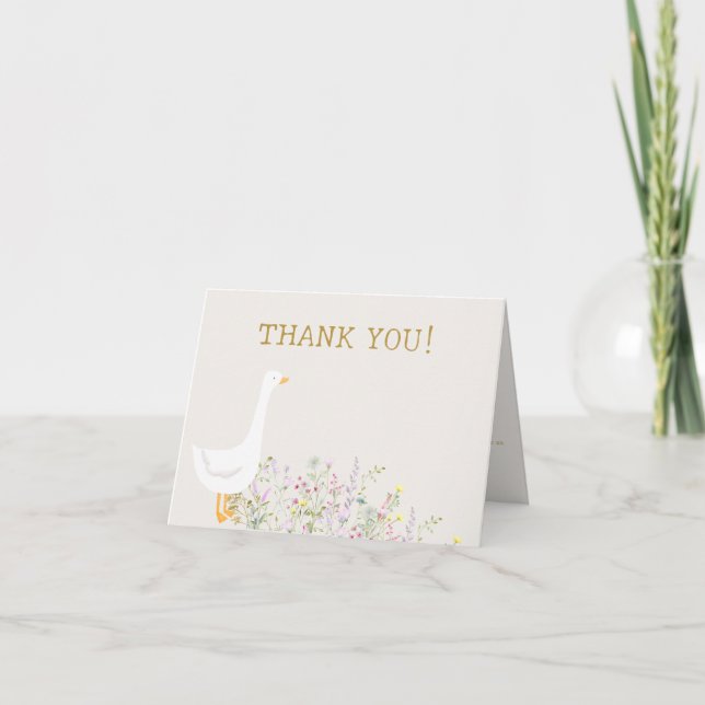 Carte De Remerciements Baby shower Fleur sauvage d'oie d'aquarelle (Devant)