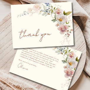 Carte De Remerciements Baby shower Fleur sauvage en terre cuite