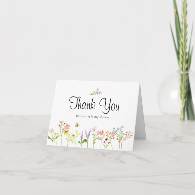 Carte de remerciements Baby shower fleur sauvage G (Devant)