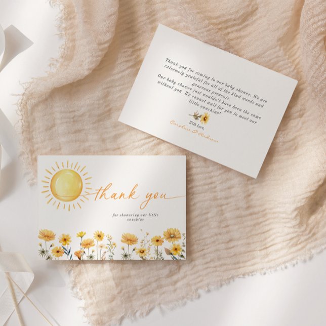 Carte de remerciements Baby shower Fleur sauvage S (Créateur téléchargé)