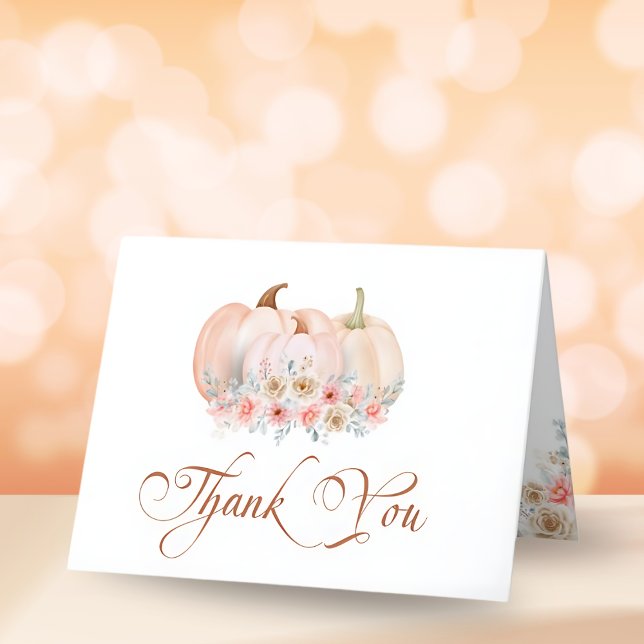 Carte De Remerciements Baby shower Floral Citrouille doux (Créateur téléchargé)