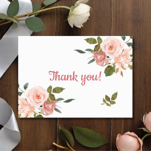 Carte De Remerciements Baby shower floral de couleur Rose clair