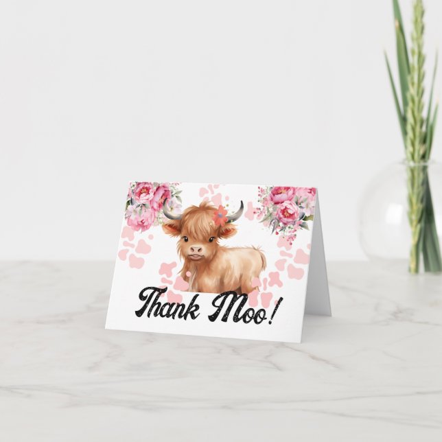 Carte De Remerciements Baby shower Floral de la Vache Sainte (Devant)