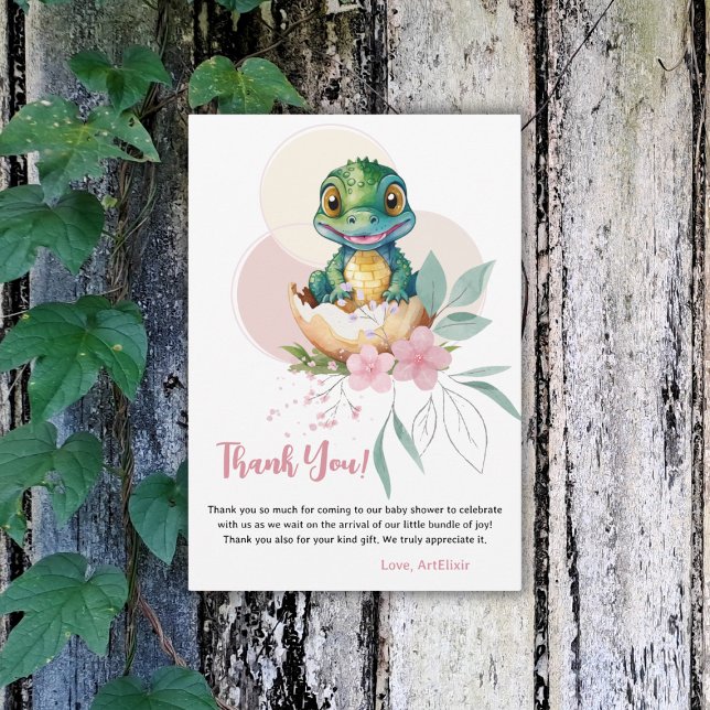 Carte De Remerciements Baby shower floral d'éclosion d'alligator pour béb (Créateur téléchargé)