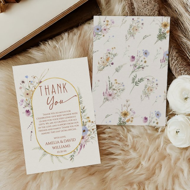 Carte De Remerciements Baby shower Floral en terre cuite rustique (Créateur téléchargé)