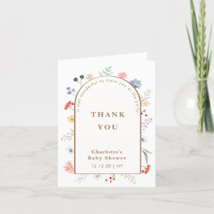 Carte De Remerciements Baby shower Floral Fleur sauvage Boho Arch Spring