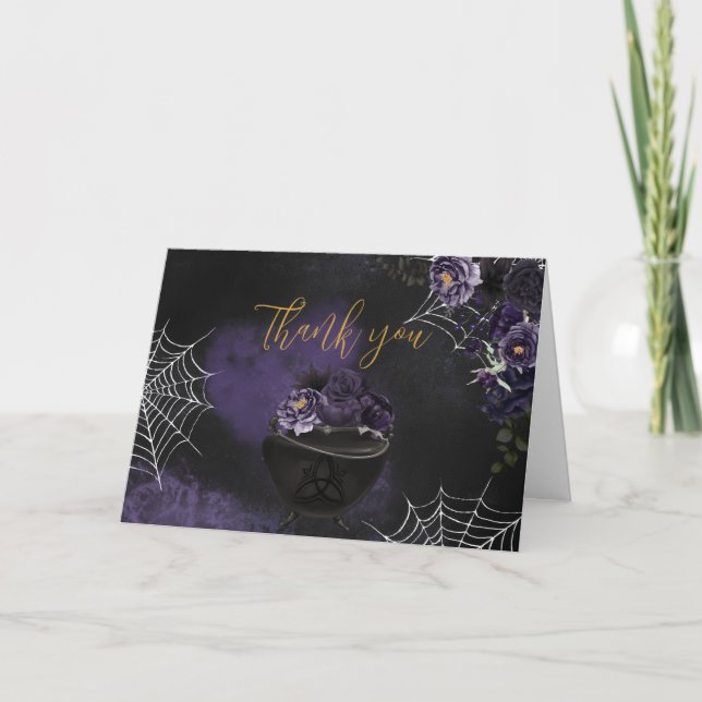 Carte De Remerciements Baby shower floral gothique pourpre (Devant)