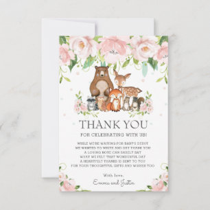 Carte De Remerciements Baby shower Floral rose pâle