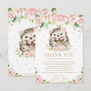 Carte De Remerciements Baby shower Floral rose pâle 