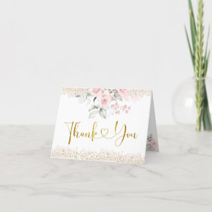 Carte De Remerciements Baby shower floral rose pâle plié