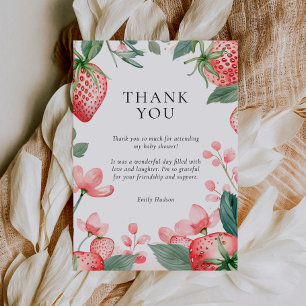 Carte De Remerciements Baby Shower Floral Sucré aux Fruits Rouges