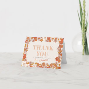 Carte De Remerciements Baby shower Floral Super Boho Retro
