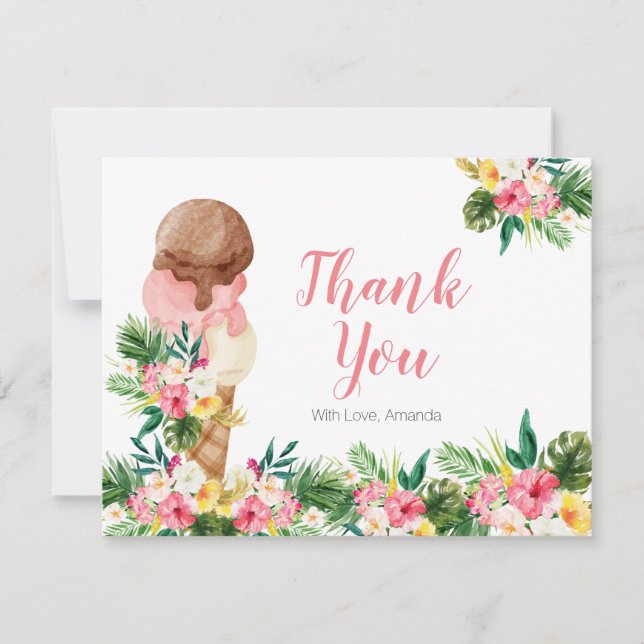 Carte De Remerciements Baby Shower Floral Tropical de la Glace (Devant)