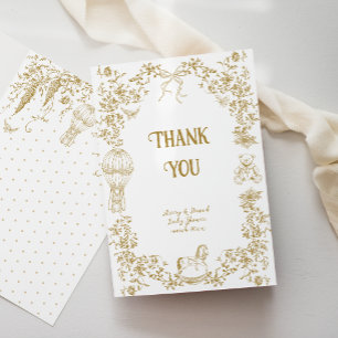 Carte De Remerciements Baby shower floral Whimsical de Toile neutre pour