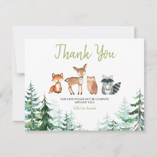 Carte De Remerciements Baby shower forestier