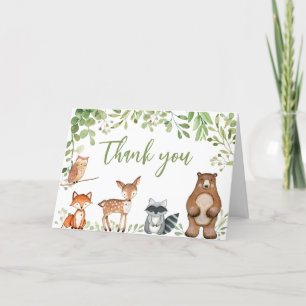 Carte De Remerciements Baby shower forestier verdoyant