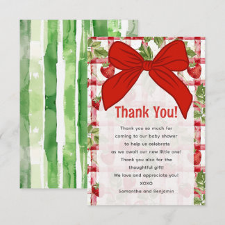Carte De Remerciements Baby shower fraise