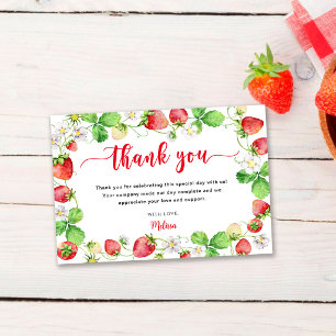 Carte De Remerciements Baby Shower Fraise