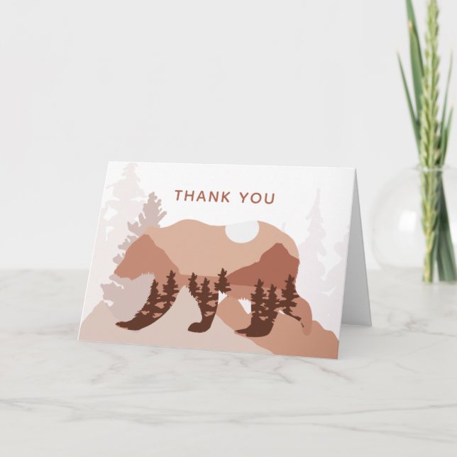 Carte De Remerciements Baby shower Garçon de Bear Mountain Forest (Devant)