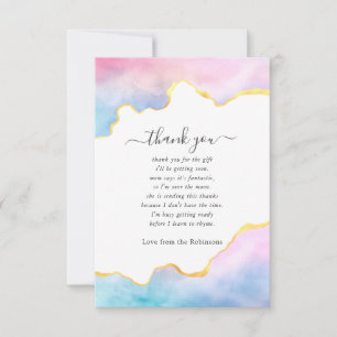 Carte De Remerciements Baby shower Garçon Rainbow et Gold Agate