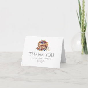 Carte De Remerciements Baby Shower Gingham Gris Pancakes & Tétines