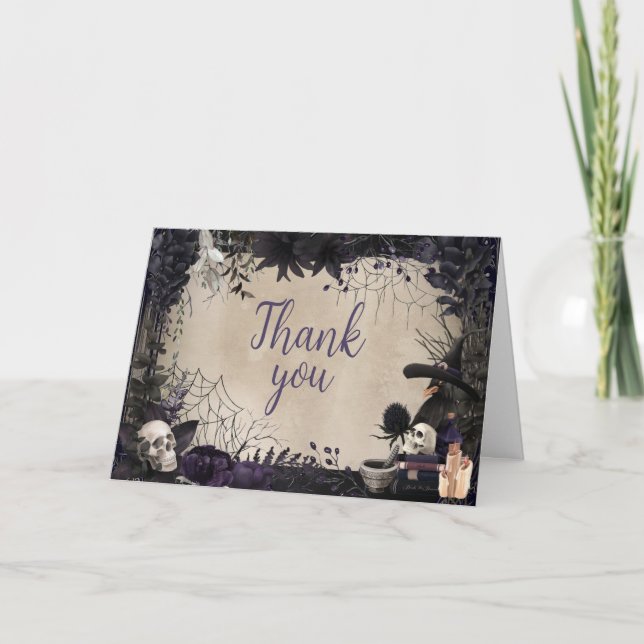 Carte De Remerciements Baby shower gothique d'Halloween en cuisine (Devant)