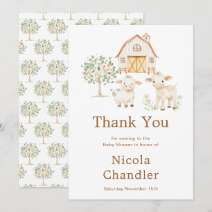 Carte De Remerciements Baby shower grange mignonne 