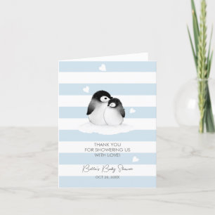 Carte De Remerciements Baby shower gris bleu mignon