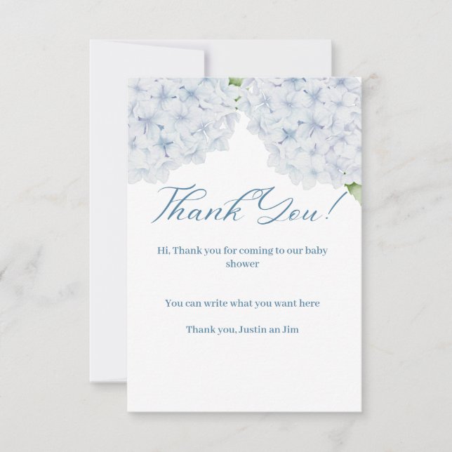 Carte de remerciements Baby shower Hydrangea (Devant)