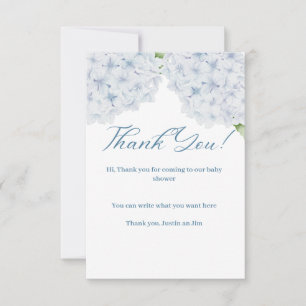 Carte de remerciements Baby shower Hydrangea
