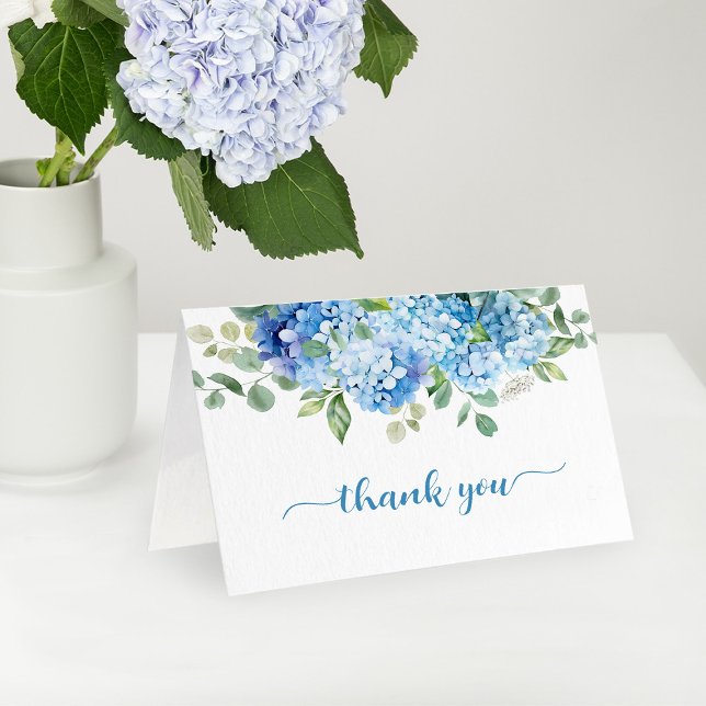 Carte De Remerciements Baby Shower Hydrangea Bleu (Créateur téléchargé)