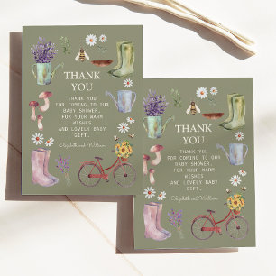 Carte de remerciements Baby shower jardin