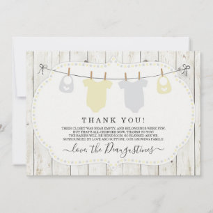 Carte de remerciements Baby shower jumeaux - Neutr