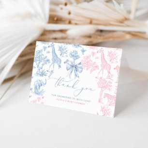 Carte De Remerciements Baby shower jumeaux Toile de Jouy Safari