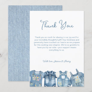 Carte De Remerciements Baby shower Jumpsuit Blue Jean Baby Denim