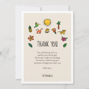 Carte De Remerciements Baby shower jungle tropicale mignon