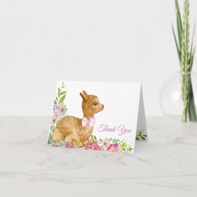 Carte De Remerciements Baby shower Llama (Devant)