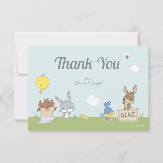 CARTE DE REMERCIEMENTS BABY SHOWER LOONEY TUNES™ (Devant)