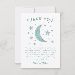 Carte De Remerciements Baby shower Lune Twinkle Stars