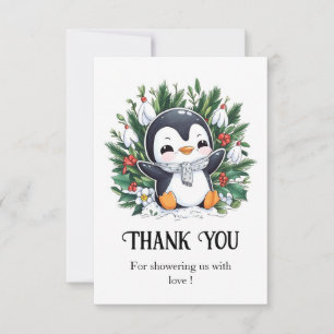 Carte De Remerciements Baby shower Magic Pretty Penguin