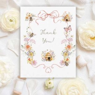 Carte De Remerciements Baby Shower Maman futur Abeille aquarelle vintage