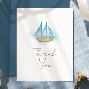 Carte De Remerciements Baby Shower Marin Aventureux pour Bébé Blanc