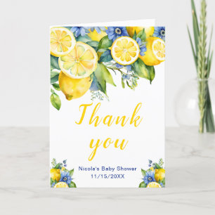 Carte De Remerciements Baby shower méditerranéen Citrus Lemon