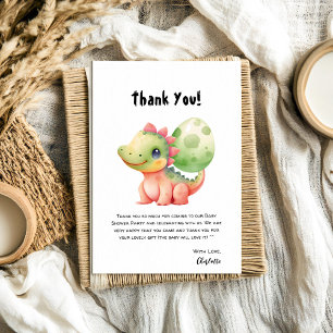Carte De Remerciements Baby-Shower Mignon Dinosaure Bébé Aquarelle
